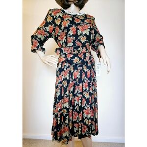 NWT Vintage Piccalino Petites Floral Secretary Belt Belted Dress M 8 10